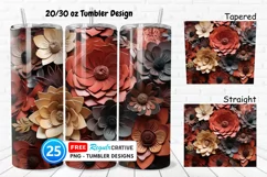 Tooled Leather Flowers 20/30oz Tumbler, BONUS 25 Tumbler Product Image 1