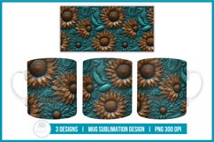 Tooled Leather Sunflower Mug Sublimation Design Mug Wrap Product Image 2