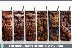 Bundle of six Tooled Leather Owl sublimation tumbler designs.