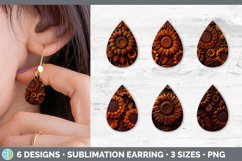 Bundle of six Tooled Leather Sunflower teardrop earrings sublimation designs.