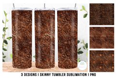 Tooled Leather Tumbler Sublimation Design 20 oz Tumbler Wrap Product Image 1