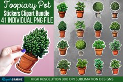 Topiary Pot Sticker Clipart Bundle Product Image 1