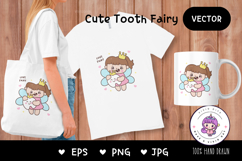 Tooth fairy cute sublimation art. Kawaii Clipart fairytale Product Image 1
