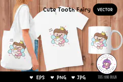 Tooth fairy cute sublimation art. Kawaii Clipart fairytale Product Image 1