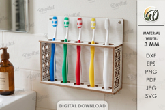 3D Toothbrush Holder Laser Cut. Wall Bathroom Organizer SVG Product Image 1