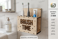 3D Toothbrush Holder Laser Cut. Wall Bathroom Organizer SVG Product Image 1