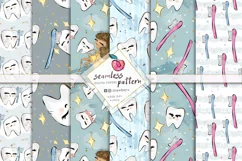 Tooth Fairy Digital Paper, 6 Seamless Pattern /1st tooth 144 Product Image 1