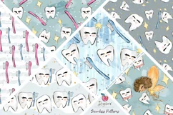 Tooth Fairy Digital Paper, 6 Seamless Pattern /1st tooth 144 Product Image 2