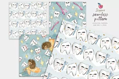Tooth Fairy Digital Paper, 6 Seamless Pattern /1st tooth 144 Product Image 7