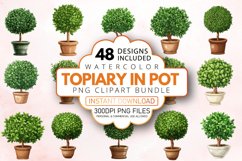 Watercolor Topiary in Pot Clipart Bundle Product Image 1