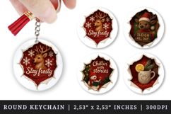 Torn Fabric Tear Christmas round keychain sublimation design Product Image 1