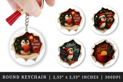 Torn Fabric Tear Christmas round keychain sublimation design Product Image 1