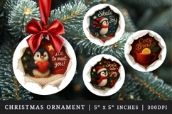 Torn Fabric Tear Christmas round ornaments sublimation Product Image 1