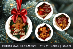 Torn Fabric Tear Christmas round ornaments sublimation Product Image 1