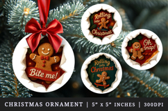 Torn Fabric Tear Christmas round ornaments sublimation Product Image 1