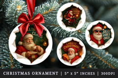 Torn Fabric Tear Christmas round ornaments sublimation Product Image 1