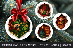 Torn Fabric Tear Christmas round ornaments sublimation Product Image 1