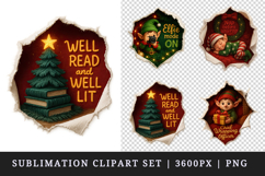 Torn Fabric Tear Christmas clipart sublimation design png Product Image 1