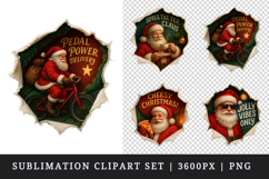 Torn Fabric Tear Christmas clipart sublimation design png Product Image 1