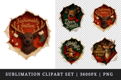 Torn Fabric Tear Christmas clipart sublimation design png Product Image 1