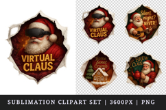 Torn Fabric Tear Christmas clipart sublimation design png Product Image 1