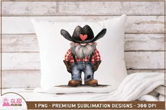 Western Cowboy valentine png, Valentine Gnome in suspenders Product Image 3