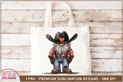 Western Cowboy valentine png, Valentine Gnome in suspenders Product Image 4