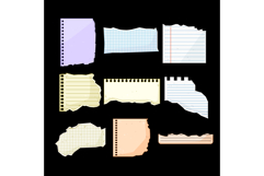 Torn notebook sheets collection representing blank papers Product Image 1