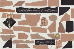Pieces of torn kraft paper. PNG Product Image 1