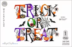 Trick or Treat png |Watercolor Trick or Treat sublimation Product Image 1