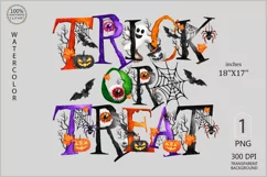 Trick or Treat png |Watercolor Trick or Treat sublimation Product Image 2