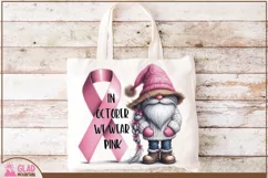 In October We Wear Pink Gnome, Breast Cancer Awareness Gnome Product Image 3