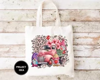 <img src="Tote.jpg" alt="Floral Pink Vintage Gnome truck on a white tote mockup">