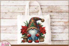 Merry Christmas Gnome png, Christmas Gnome poinsettia png Product Image 4