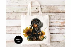 Dachshund puppy sunflower sublimation png, watercolor puppy Product Image 4