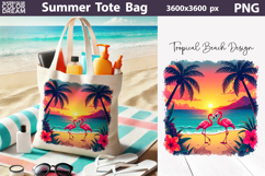 Beach Tote Bag Sublimation | Tropical Beach Background Product Image 1