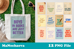 Retro Library Book Card PNG Bundle | 12 Funny Reading Quotes Product Image 1