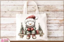 Vintage Snowman Christmas Png, Christmas Snowman clipart Product Image 4