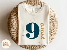 9 years SVG cut file - retro 9th birthday shirt svg Product Image 3