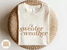 Sweater Weather SVG cut file - Retro fall quote svg Product Image 2