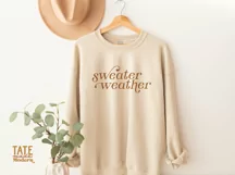 Sweater Weather SVG cut file - Retro fall quote svg Product Image 3