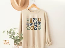 Happy New Year 2023 retro SVG cut file - new year shirt png Product Image 3