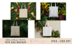 Tropical Canvas Tote Bag Mockup 4 Nature Backgrounds Product Image 1