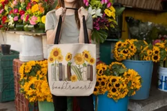 Booktrovert with Sunflowers Png Instant Download Product Image 7