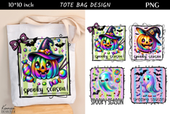Pastel Iridescent Halloween Tote Bag Sublimation|Pumpkin Product Image 1