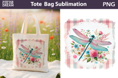 Dragonfly Floral Tote Bag| Dragonfly Floral Sublimation Product Image 1