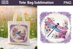 Dragonfly Floral Tote Bag| Dragonfly Floral Sublimation Product Image 1