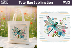 Dragonfly Floral Tote Bag| Dragonfly Floral Sublimation Product Image 1