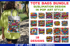 Cute Pop Art Quote Tote Bag Sublimation Designs Bundle Product Image 1