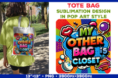 Cute Pop Art Quote Tote Bag Sublimation Design Product Image 1